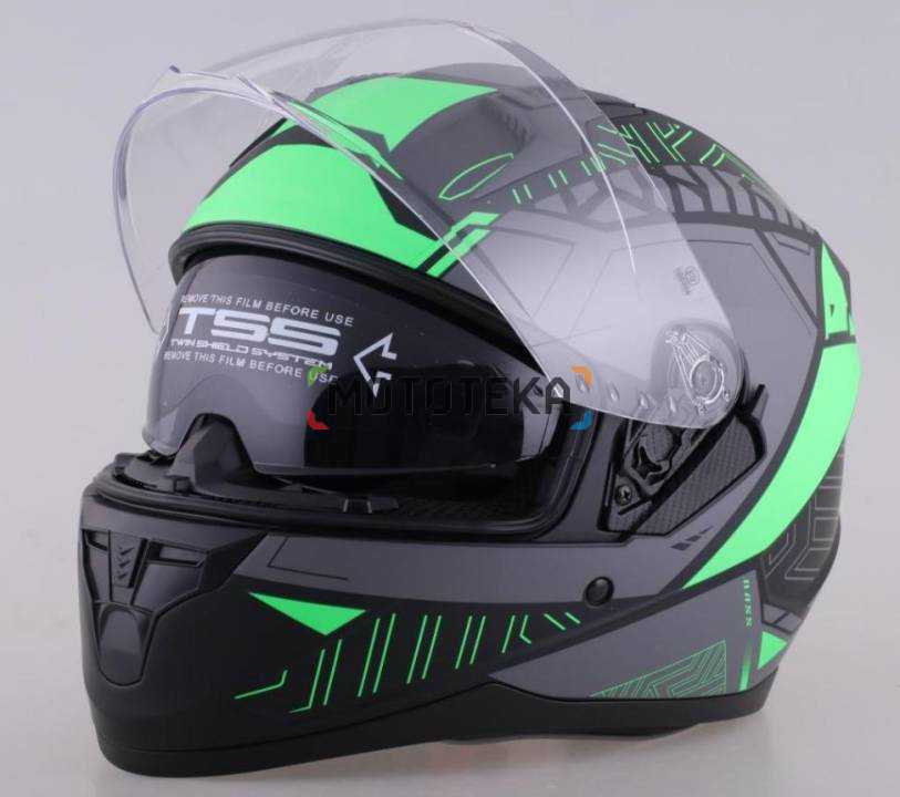 Шлем мото интеграл RACER (Рейсер) BLD-M67E (L) черный/зеленый